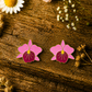 Pink Orchid Bloom Statement Stud Earrings