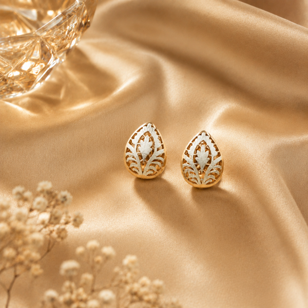 Leaf 925 Sterling Silver Floral Stud Earrings For Women
