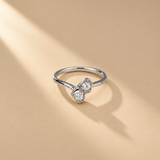 925 Silver Twin Heart Moissanite Ring