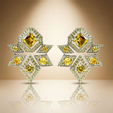 925 Silver Yellow Sapphire Geometric Statement Earrings