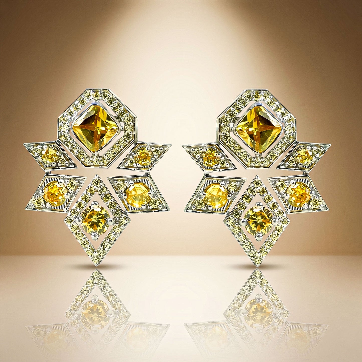 Golden Geometric Statement Earrings