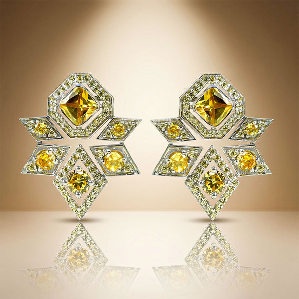 Golden Geometric Statement Earrings