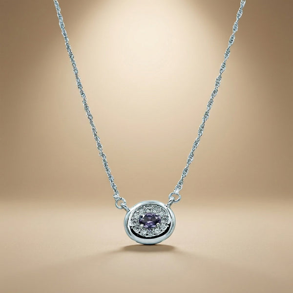 One-of-One 92.5 Silver Simulant Amethyst Round Pendant