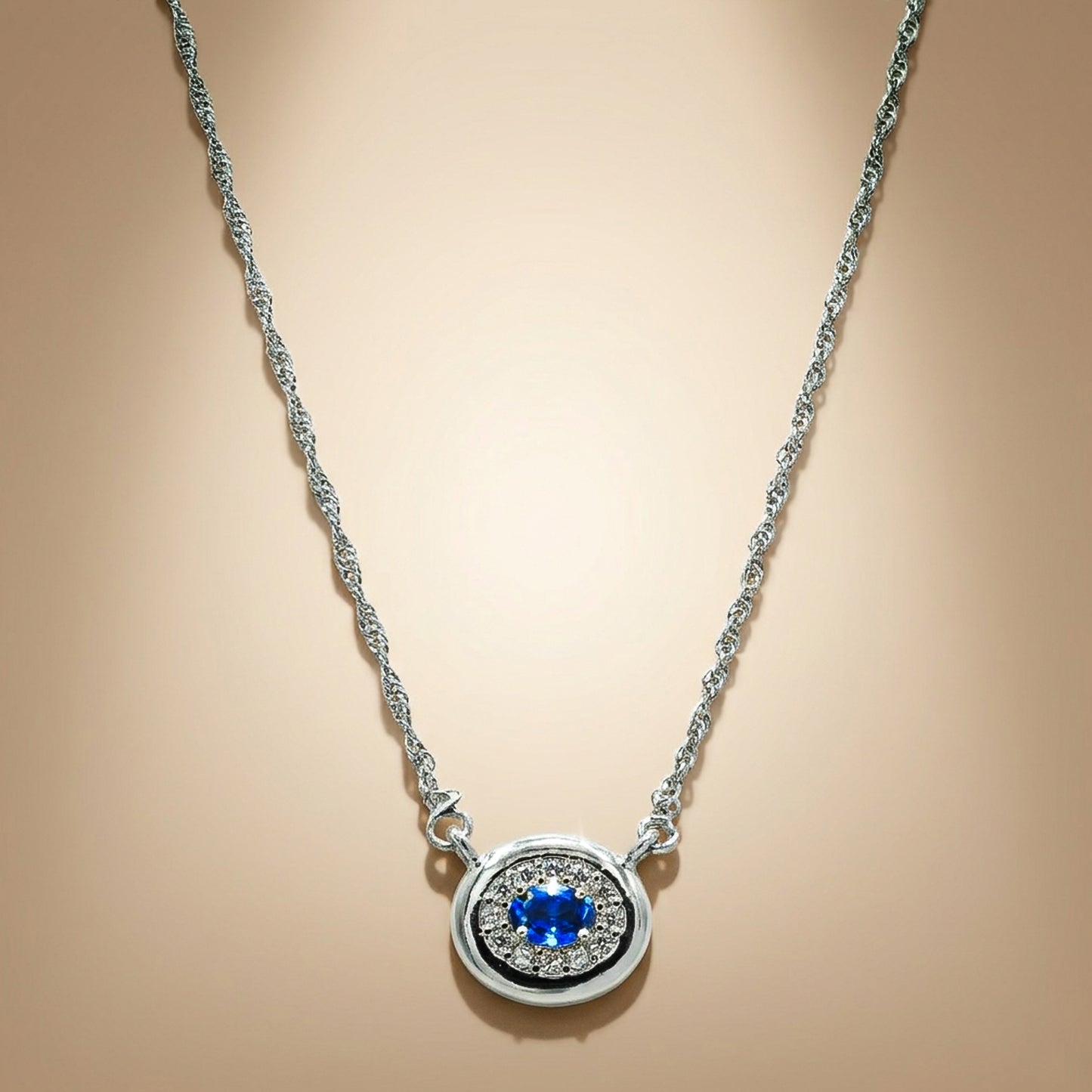 One-of-One 92.5 Silver Round Navy Pendant