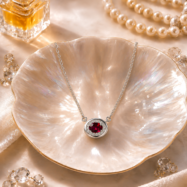 One-of-One 92.5 Silver Simulant Ruby Pendant Necklace
