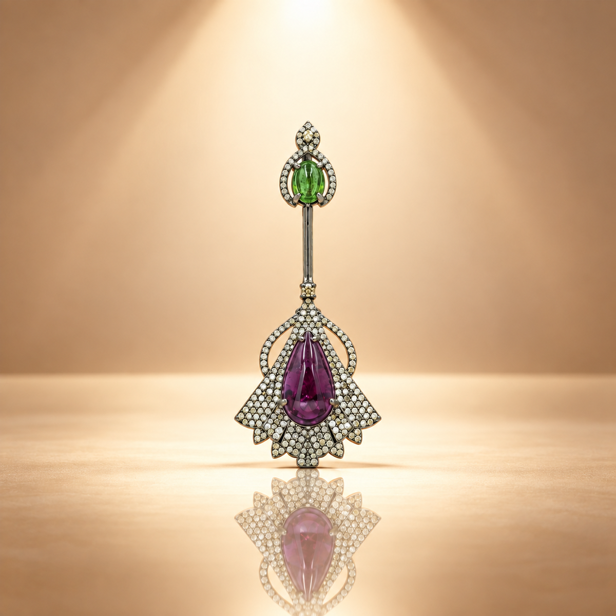 0.80 ct Natural Diamond Rubellite Pendant Cum Brooch