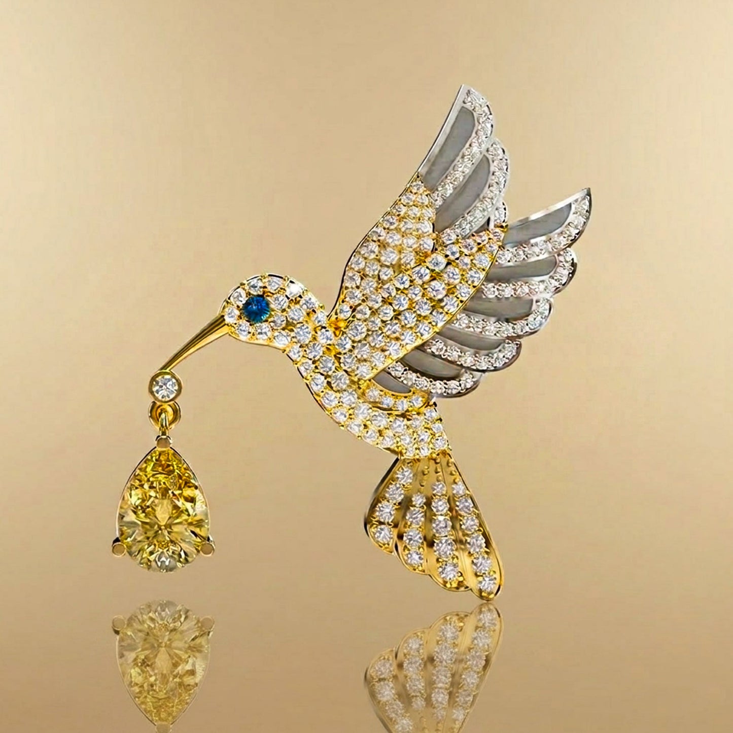 Aurelia Hummingbird Brooch Silver