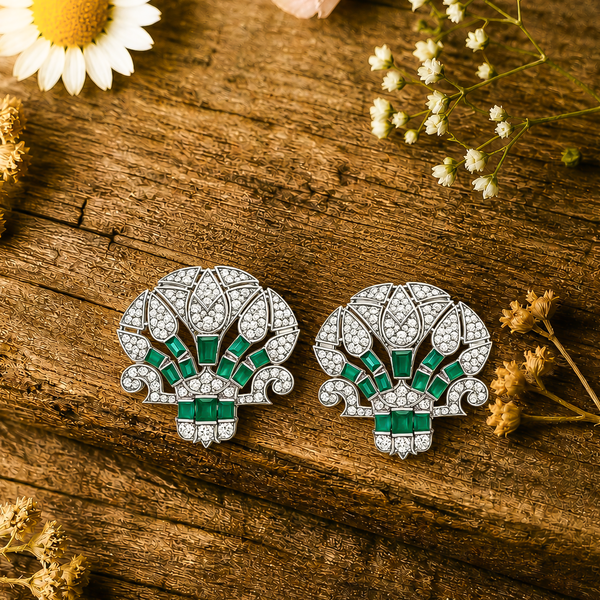 Emeraude Silver Earrings