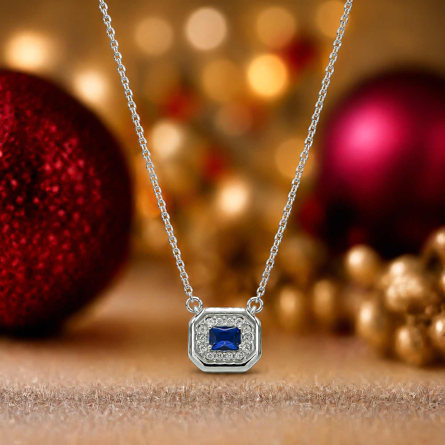 One-of-One 92.5 Silver Simulant Navy Gemstone Octagonal Pendant