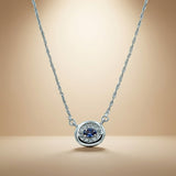 Silver Blue Quartz Moissanite Oval Chain Pendant