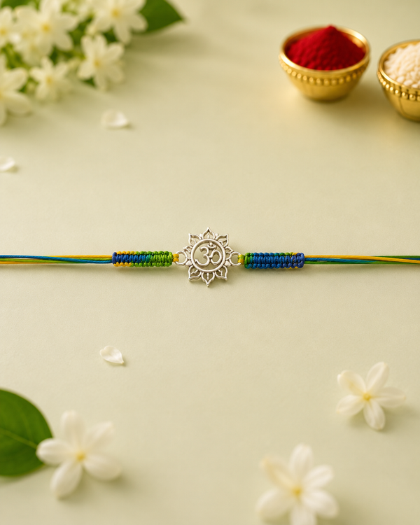 Handmade Om & Sun 925 Silver Hallmarked Rakhi