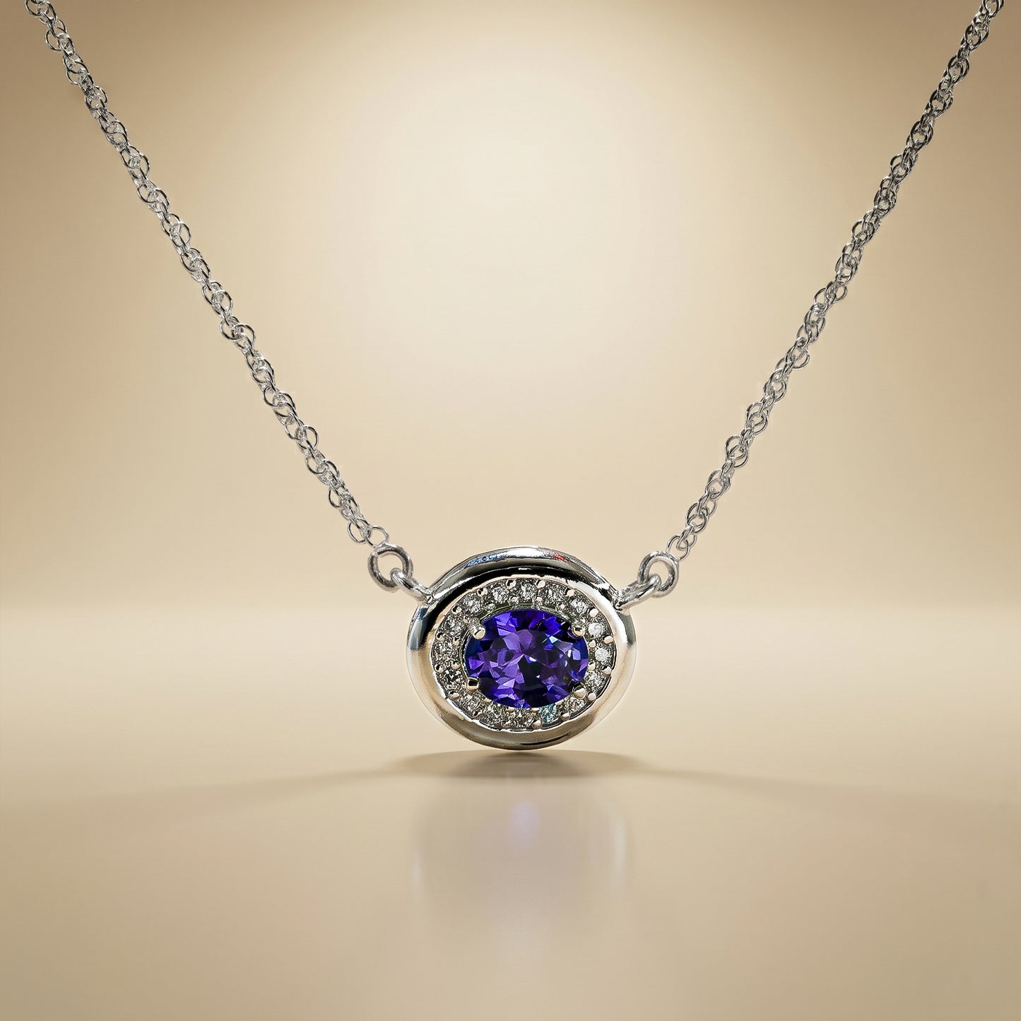 One-of-One 92.5 Silver Simulant Amethyst Round Pendant Necklace