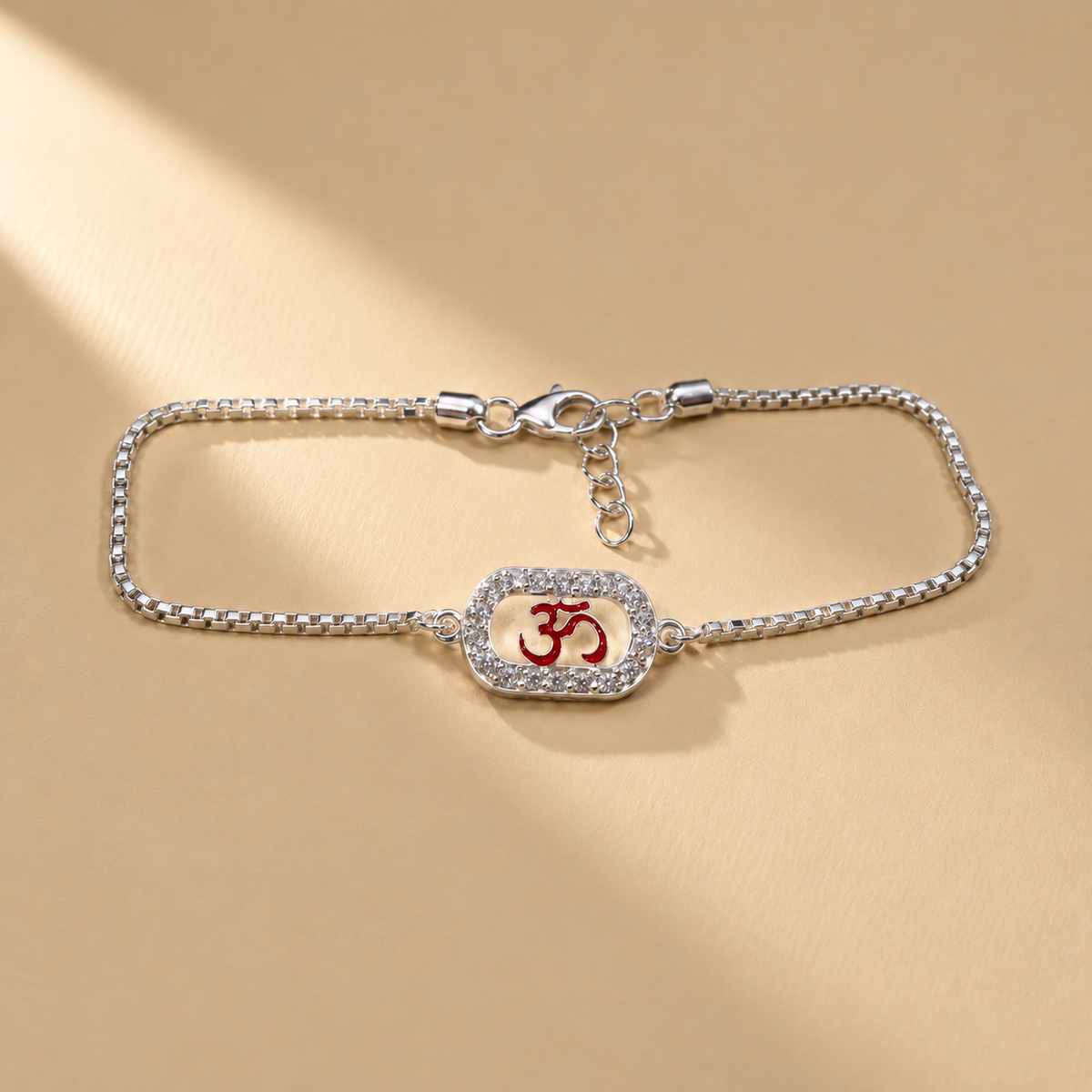 925 Sterling Silver Om with Moissanite Detailing Rakhi