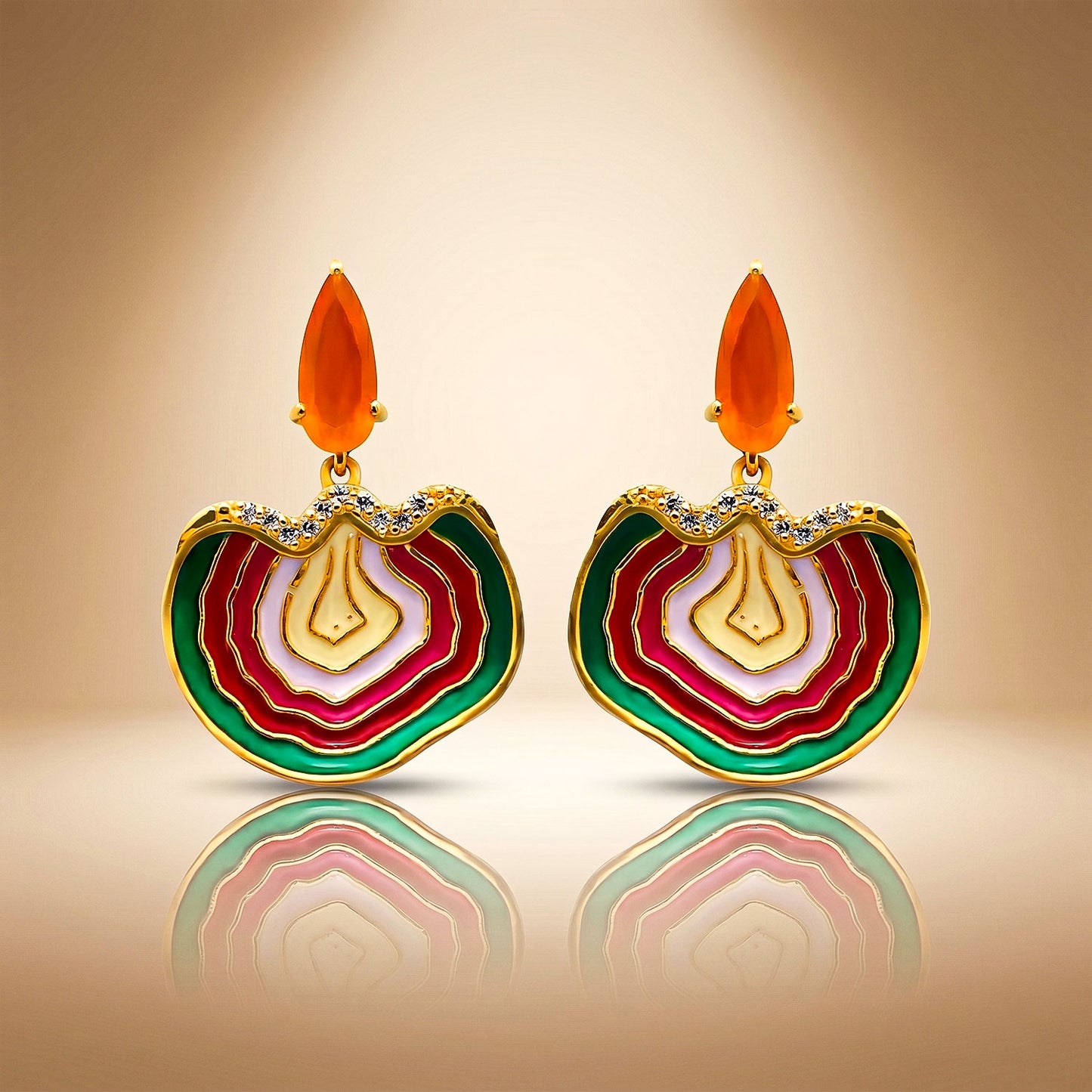 Carnelian Multi-Layer Geode Drop Earrings