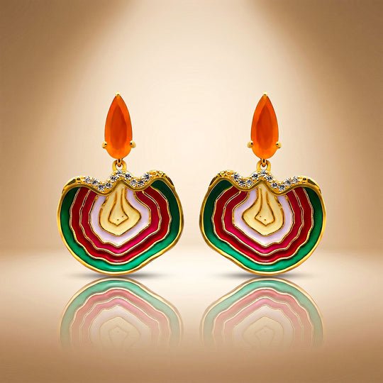 Carnelian Multi-Layer Geode Drop Earrings ( Pre-Order)