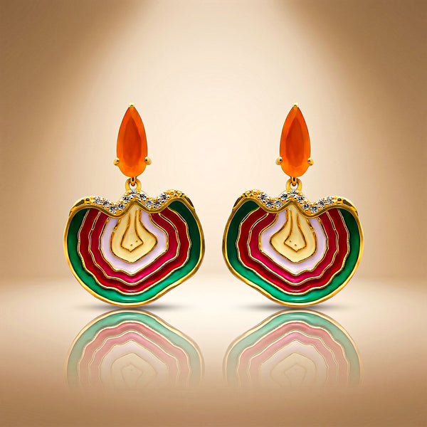 Carnelian Multi-Layer Geode Drop Earrings ( Pre-Order)
