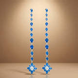 925 Silver Flower Dangle Drop Earrings