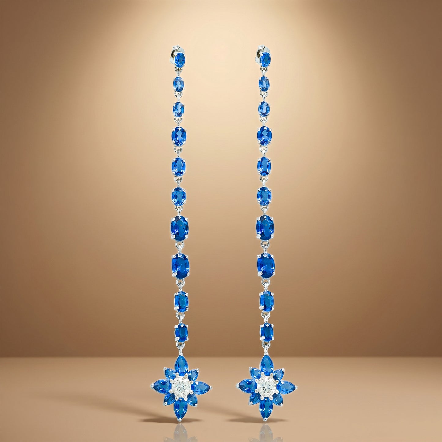 One-of-One 92.5 Silver Blue Floral Drop Earrings