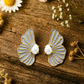 Pearl Wing Petal Enamel Stud Earrings