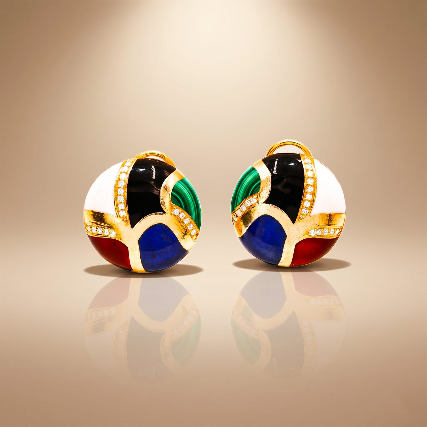 One-of-One 92.5 Silver Multicolor Enamel Dome Stud Earrings
