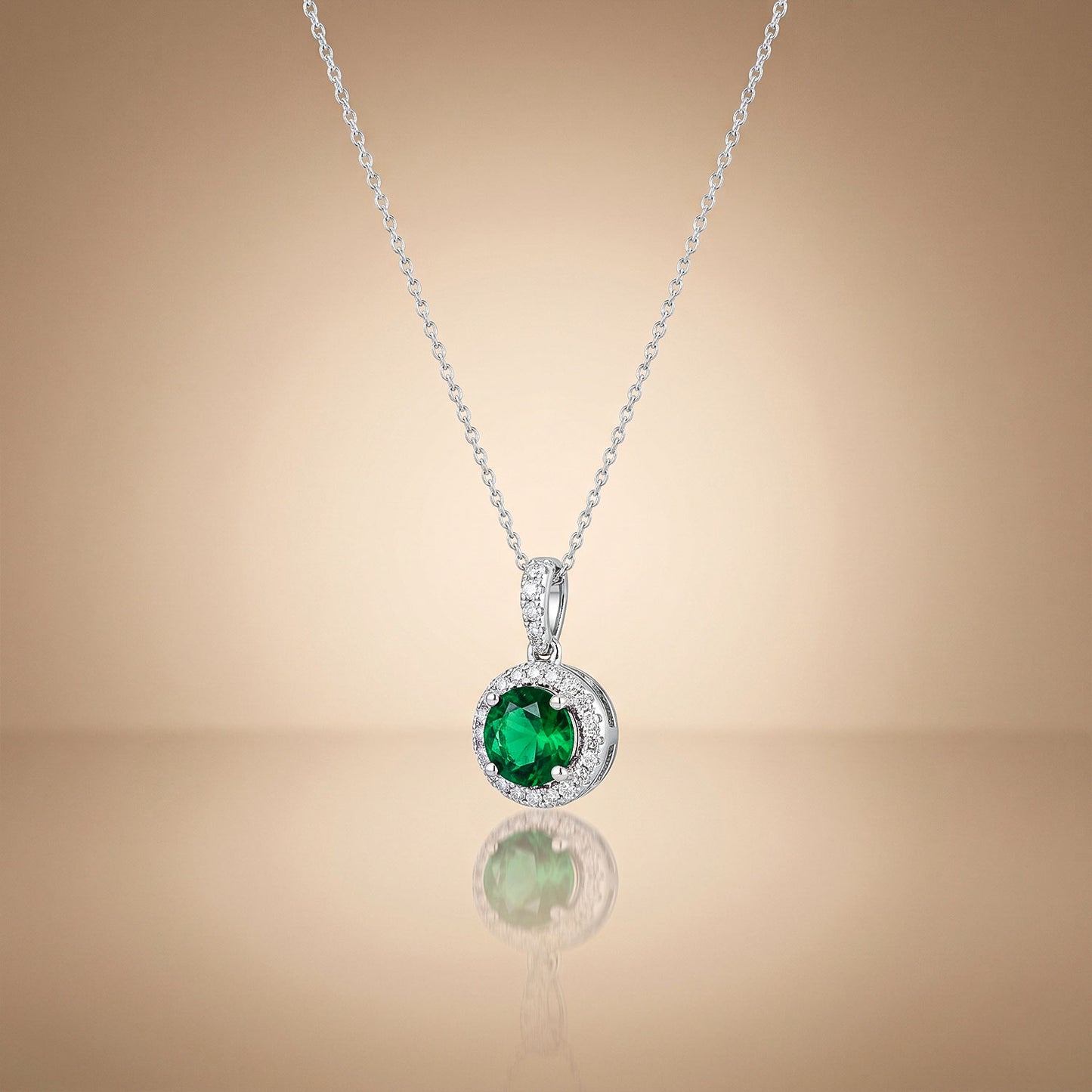 Emerald Aura - 92.5 Silver Pendant Set