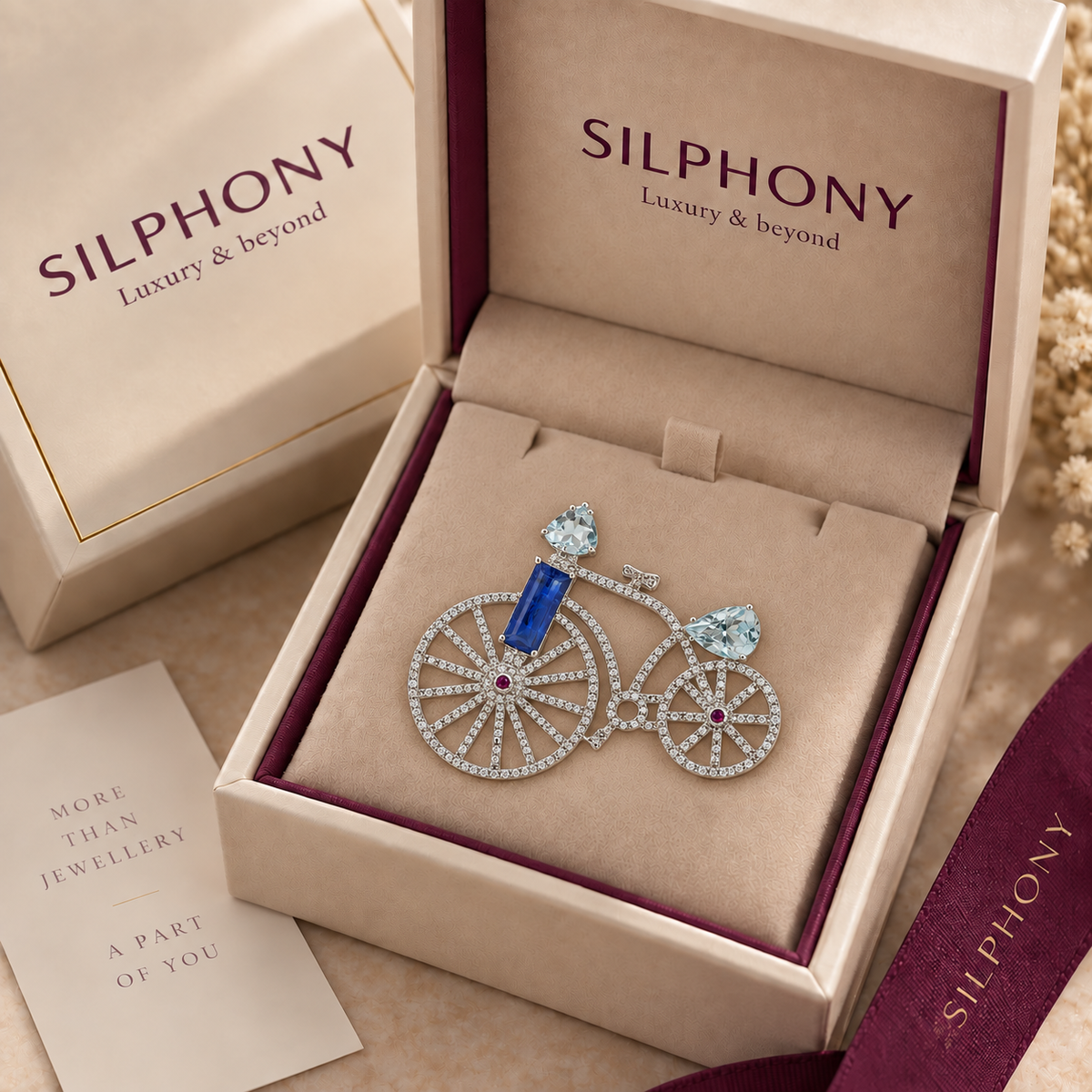 1.46 Ct Natural Diamond Bicycle Pendant | Designer Jewellery
