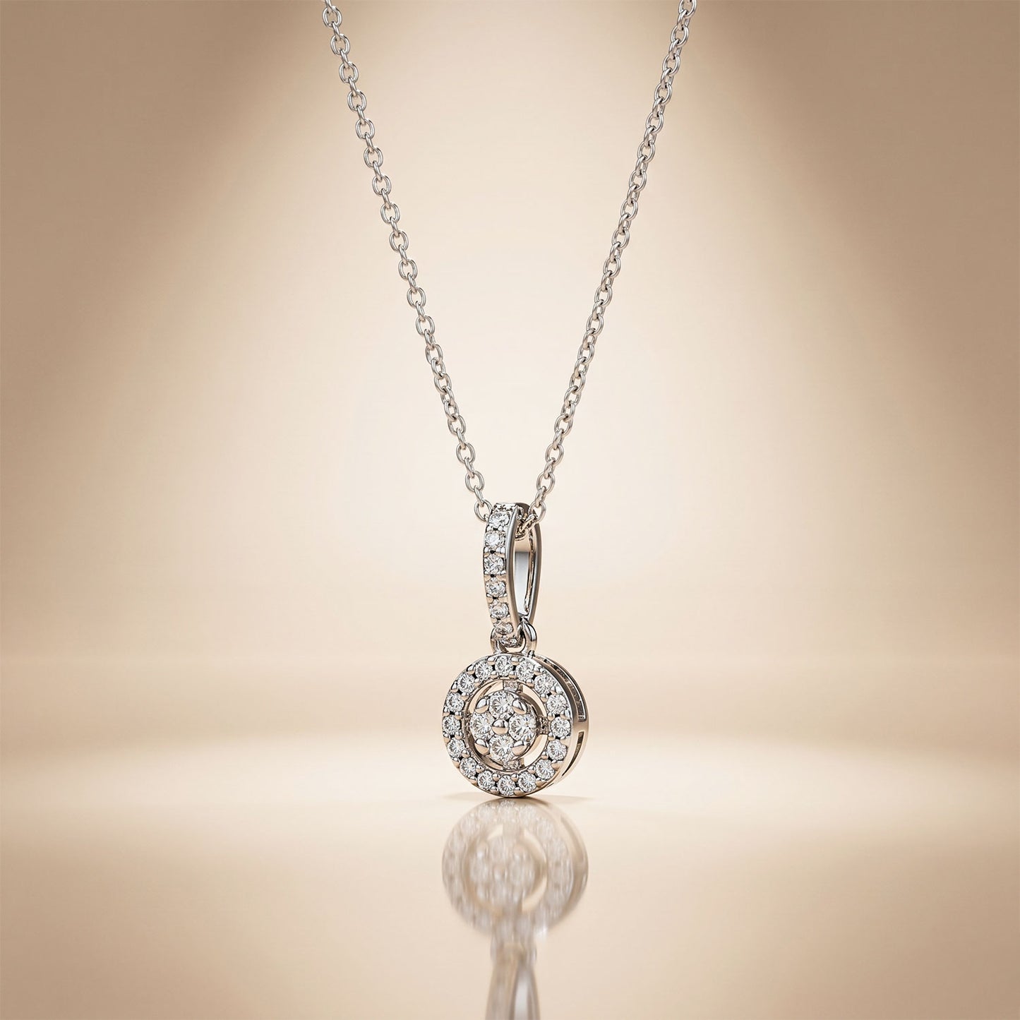 Round Sparkling Pendant Set Silver