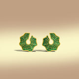 925 Sterling Silver Green Enamel Leaf Fan Earrings For Women
