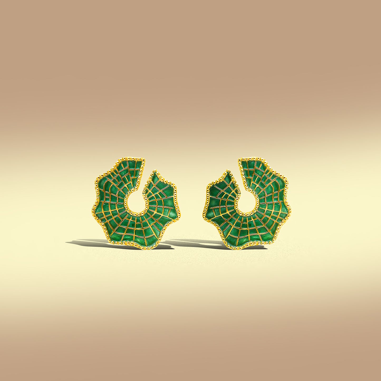 Emerald Mosaic Textured Stud Earrings