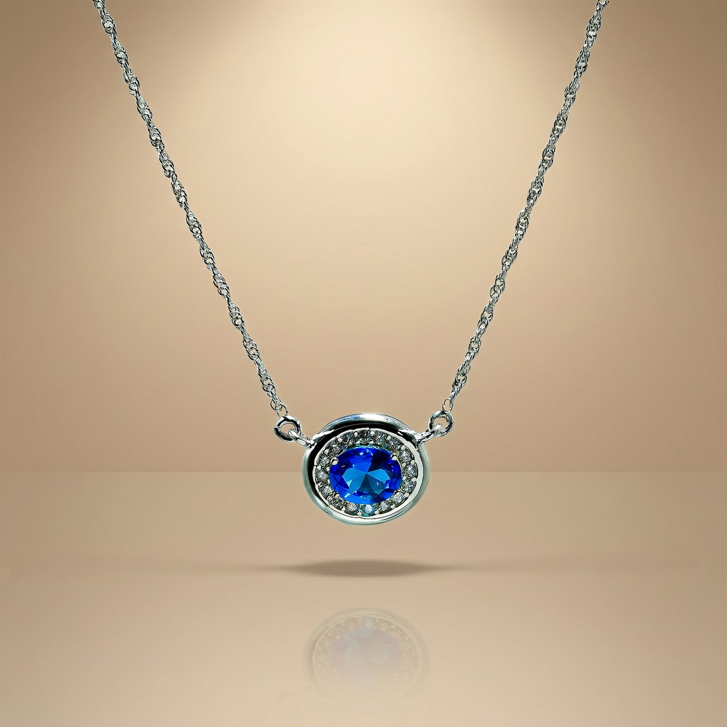 One-of-One 92.5 Silver Simulant Sapphire Pendant Necklace