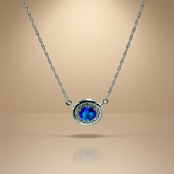 One-of-One 92.5 Silver Simulant Sapphire Pendant Necklace