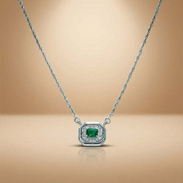 One-of-One 92.5 Silver Simulant Emerald Octagonal Pendant