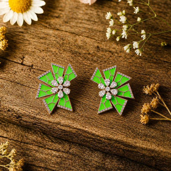 Emerald Starburst Luxe Statement Earrings