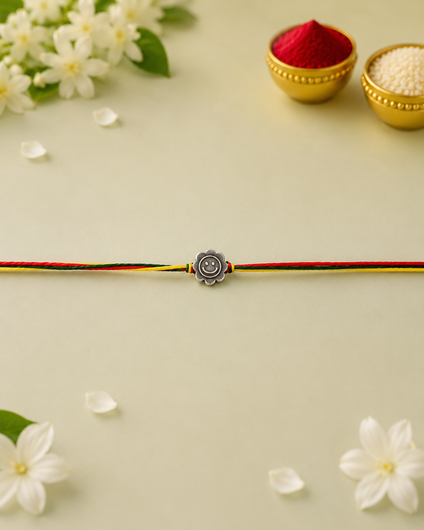Handmade Smiley Face 925 Silver Hallmarked Rakhi
