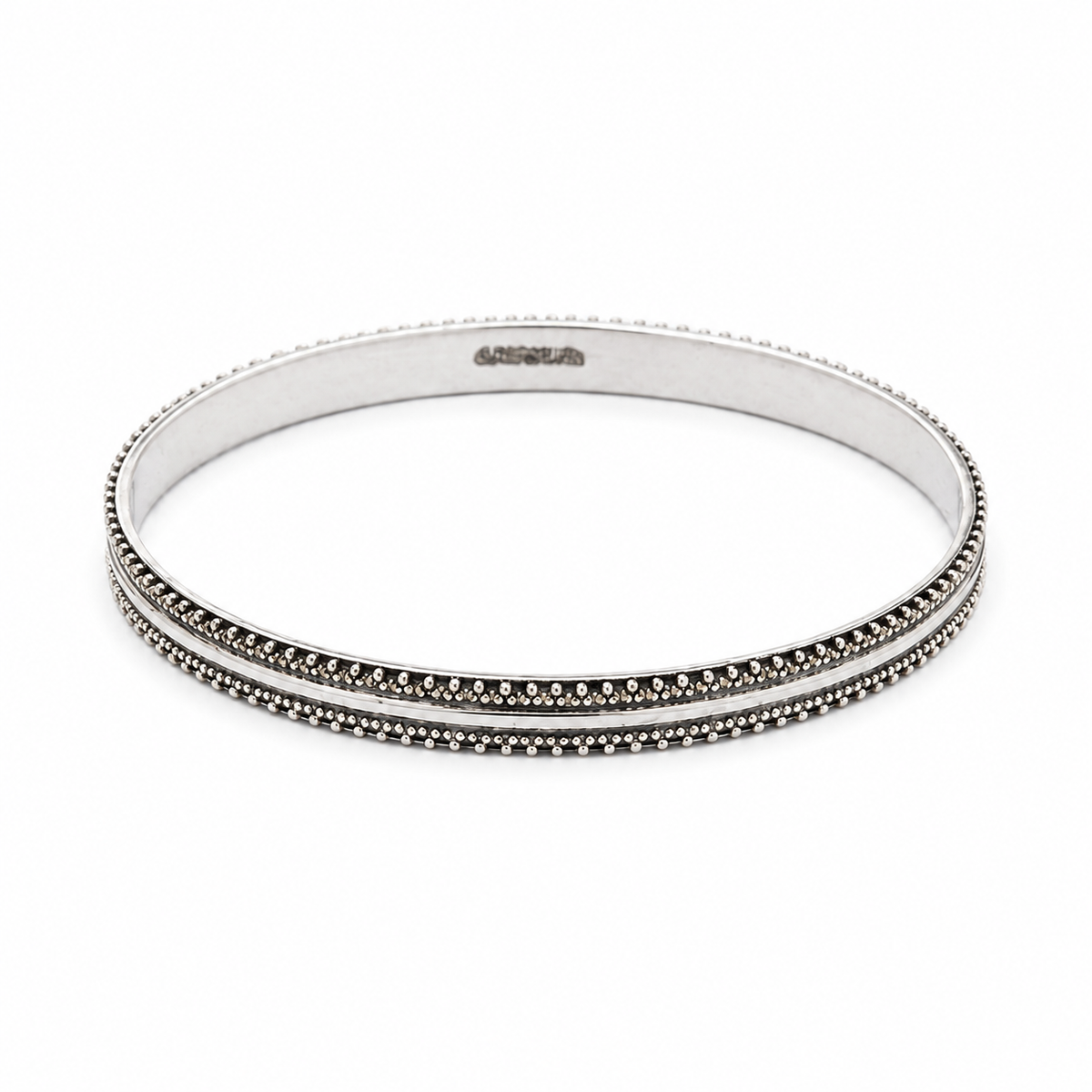 Double Border 925 Sterling Silver Oxidized Bangles for Women | Hallmarked