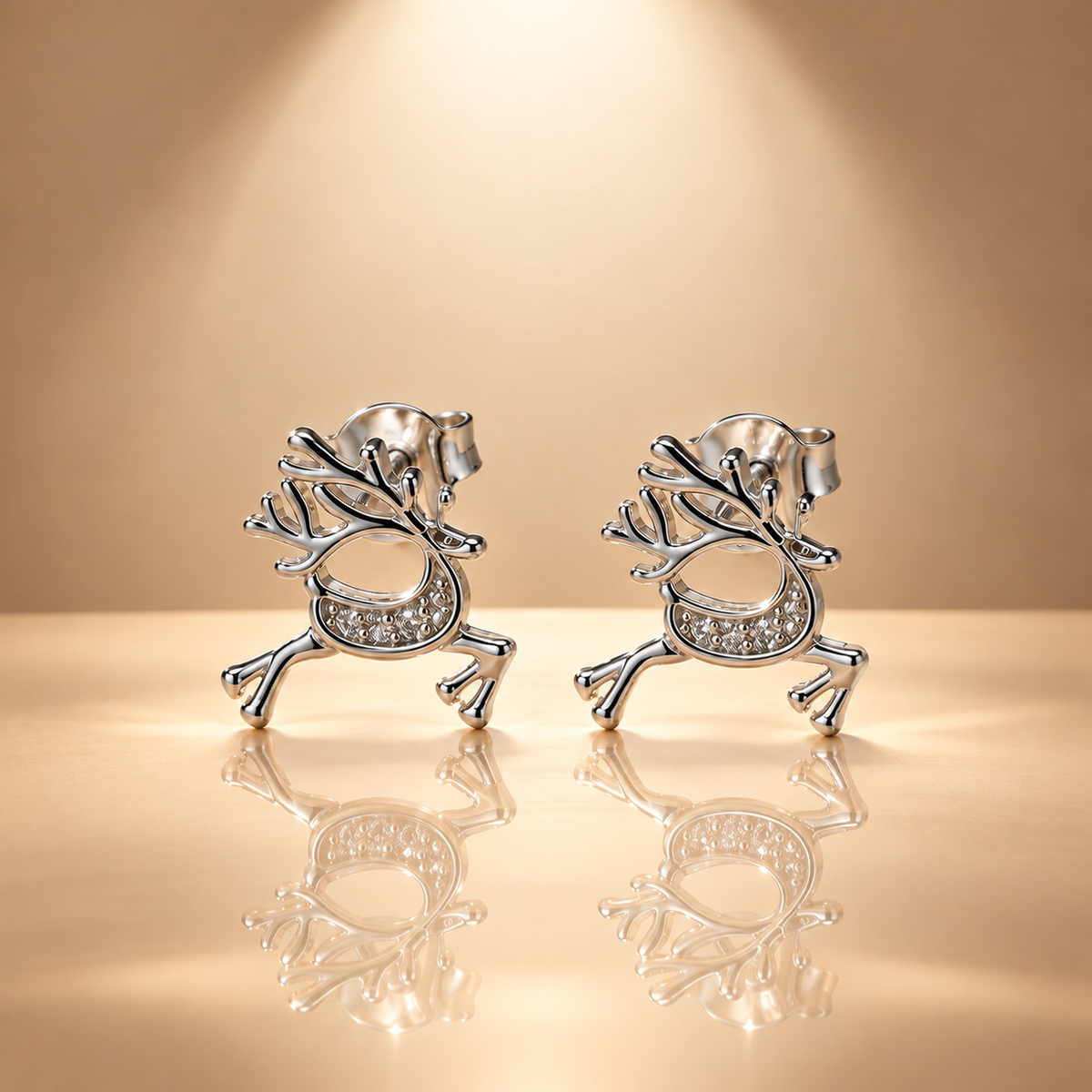 925 Silver Reindeer Moissanite Stud Earrings