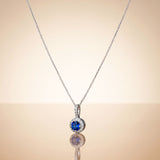 Sapphire Round - 92.5 Silver Pendant Set