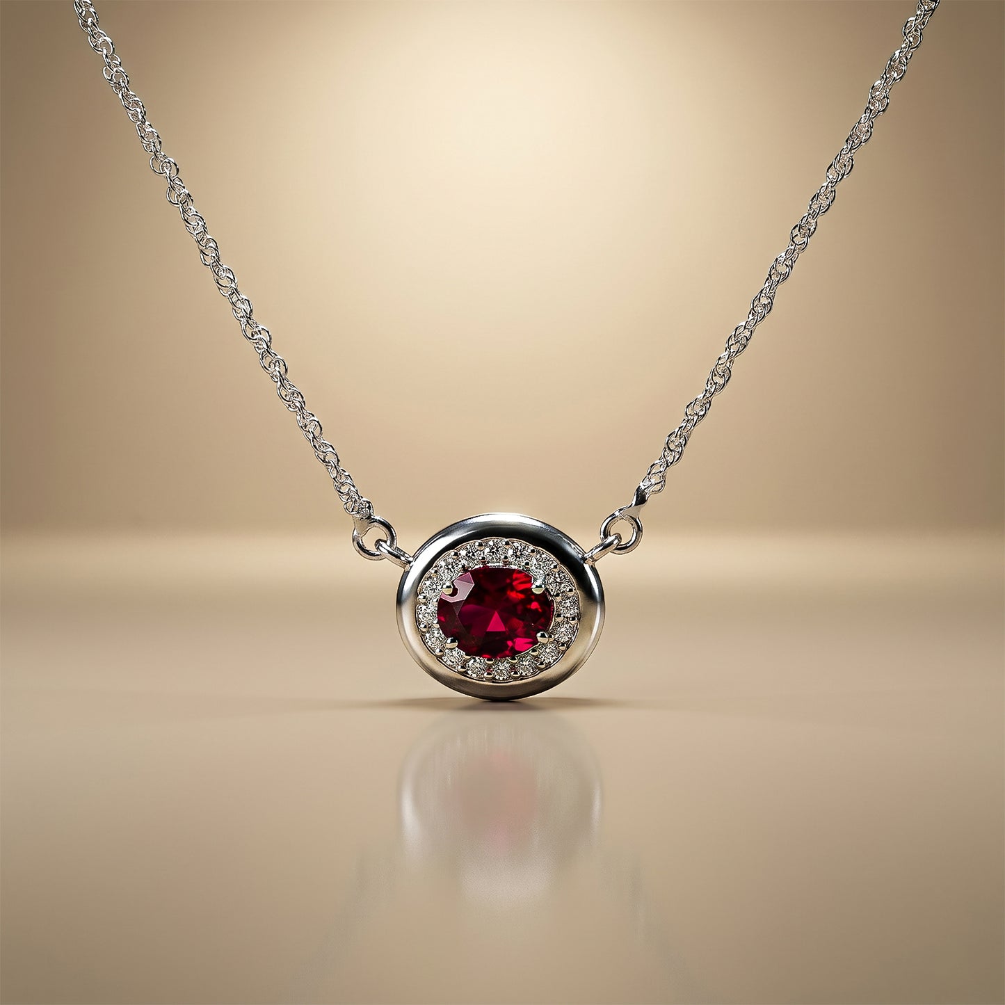One-of-One 92.5 Silver Simulant Ruby Pendant Necklace