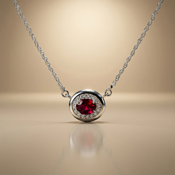 One-of-One 92.5 Silver Simulant Ruby Pendant Necklace