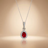 925 Silver Ruby Dewdrop Necklace Set