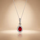 Ruby Dewdrop - 92.5 Silver Pendant Set