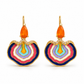 Multicolor Enamel Drop Earrings with Orange Quartz