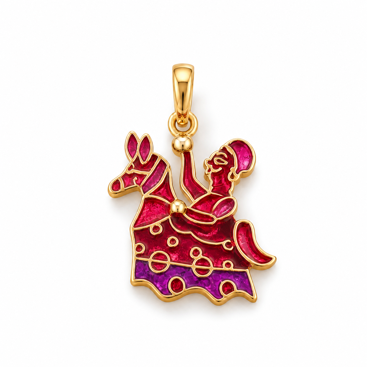 Folk Art 925 Sterling Silver Red Enamel Ethnic Pendant | Hallmarked Jewellery