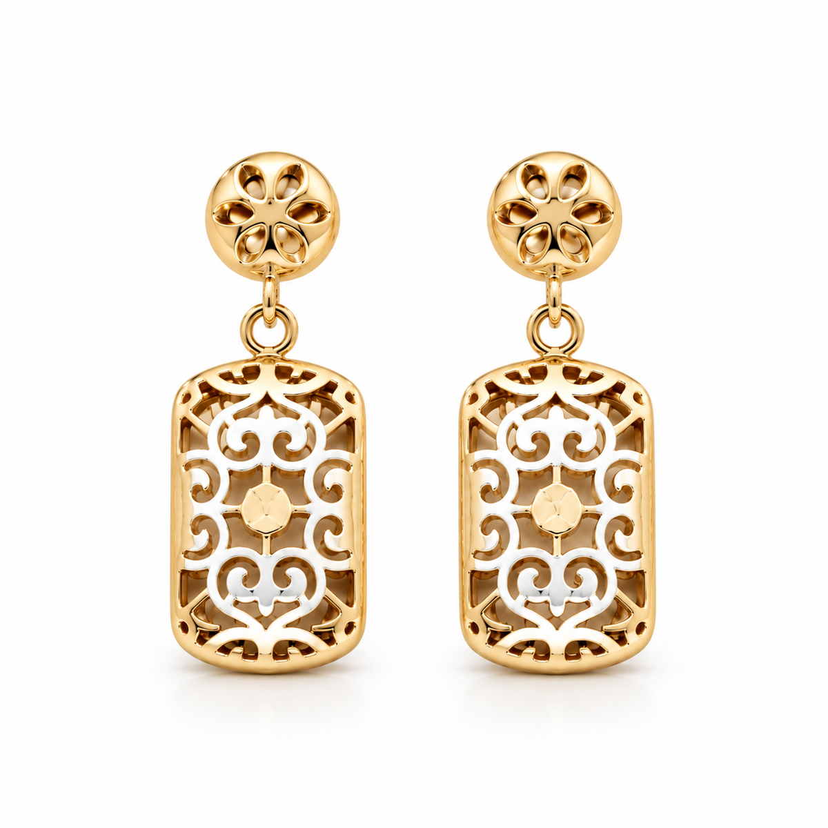 Floral 925 Sterling Silver Filigree Drop Earrings For Women