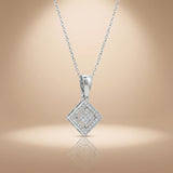925 Silver Cubic Zirconia Double Square Pendant Set