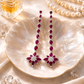 92.5 Silver Ruby Floral Drop Earrings