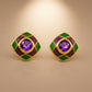 One-of-One 92.5 Silver Amethyst Enamel Square Stud Earrings