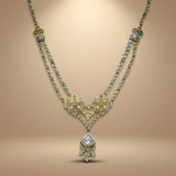 925 Silver Gold Plated CZ Floral Bridal Necklace Set