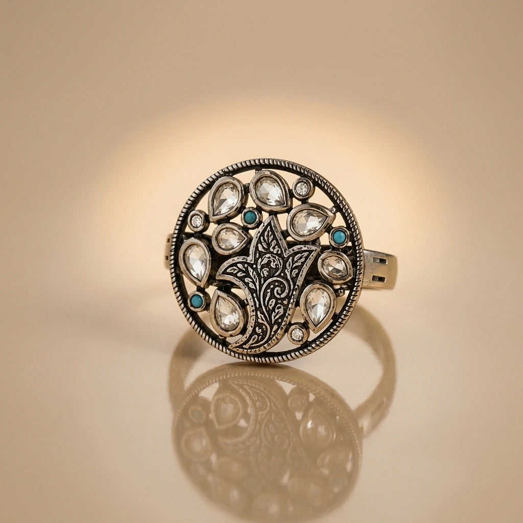 925 Silver Moissanite Round Ring Luxury