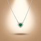 92.5 Silver Emerald Heart Pendant Necklace